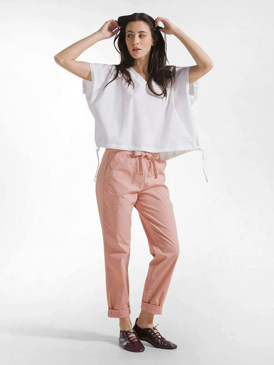 Women's Blouse Cotton with V Neckline White