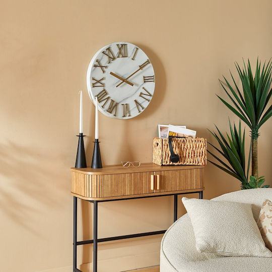 Silent Wall Clock Metallic White Ø56cm