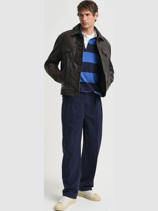 Heavy Rugger Long Sleeve Blouse Blue