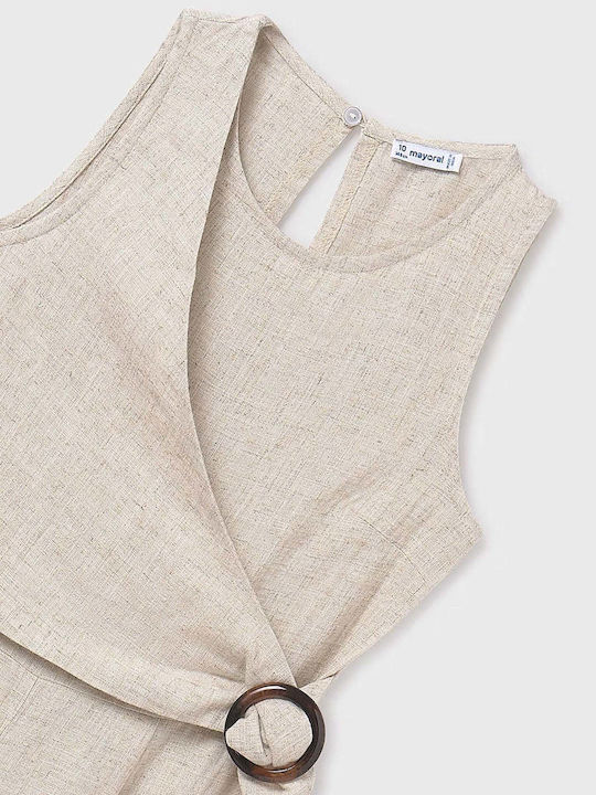 Kids' Linen Jumpsuit Beige Fit