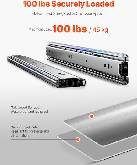 Vevor Cabinet Drawer Slides Side Mount 18 Inch 10 Pairs Replacement Load 100 Lb