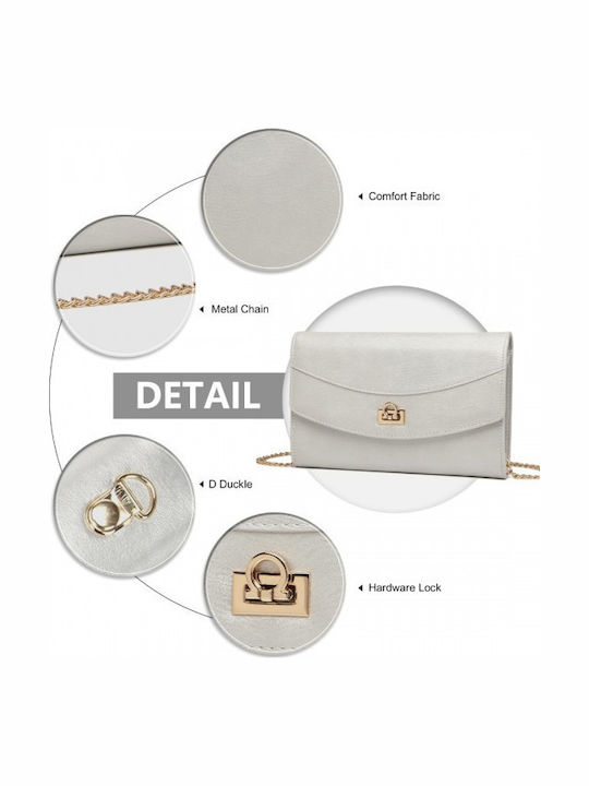 Leather Women's Bag Handbag Silver