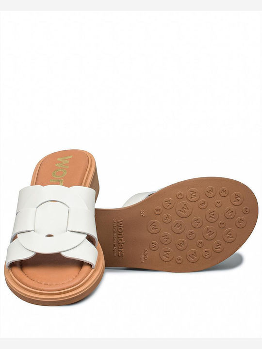 Leather Women's Flat Sandals in White Color
