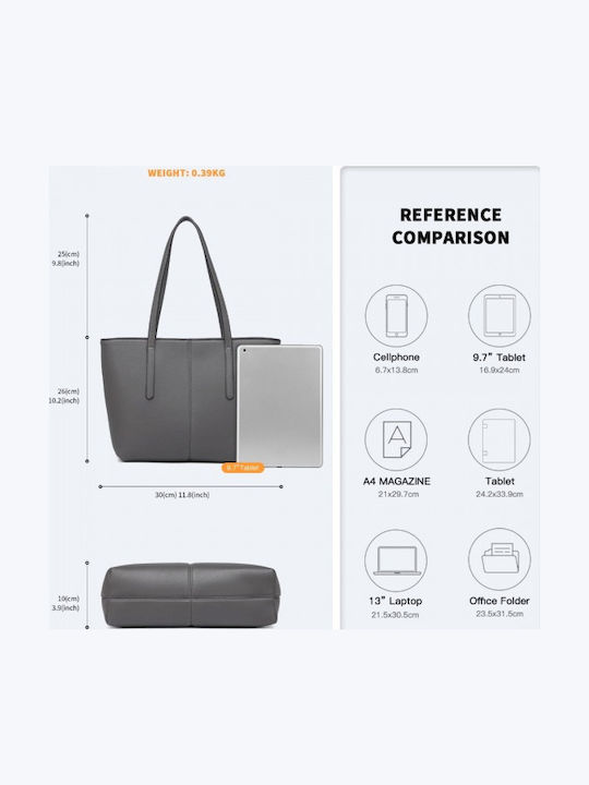 Leather Women's Bag Tote Handbag Gray