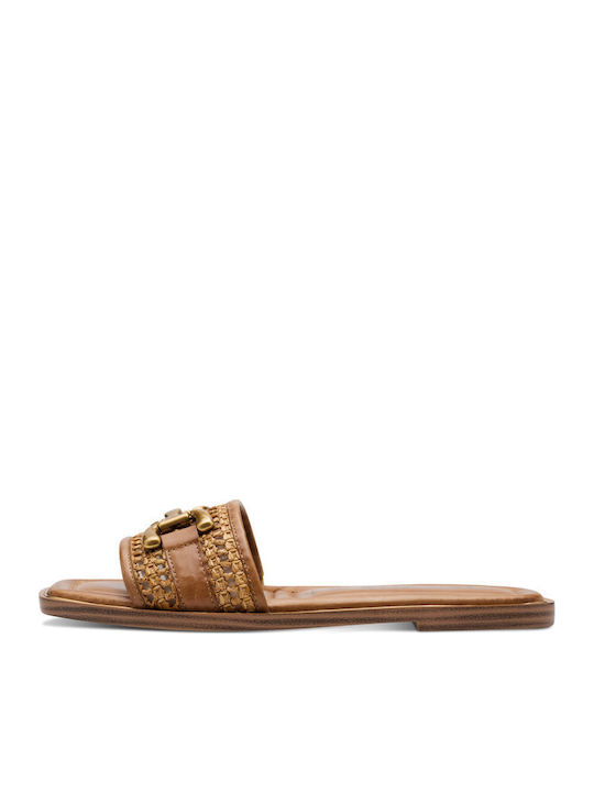 Women's Flat Sandals in Tabac Brown Color