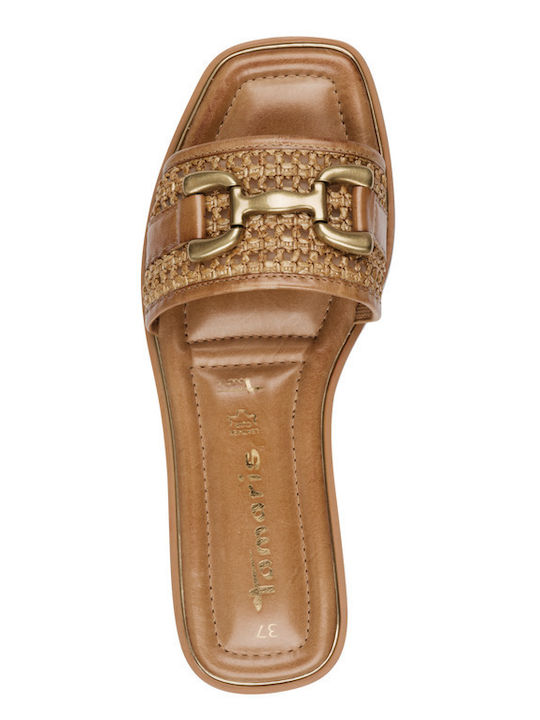 Women's Flat Sandals in Tabac Brown Color