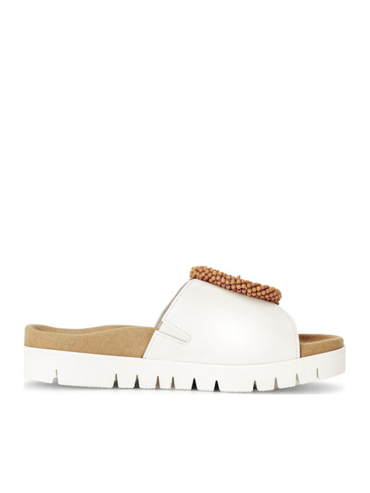 Leather Women's Flat Sandals Anatomic in White Color