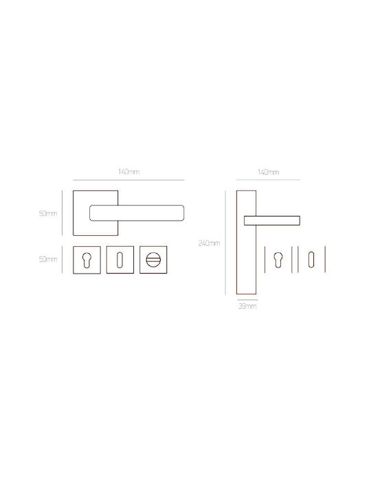 Best Design Πόμολο Μεσόπορτας Ροζέτα 425 Ζεύγος Μπεζ