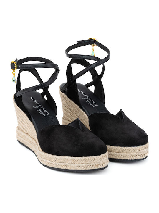 Damenplattformen im Espadrilles-Stil Schwarz