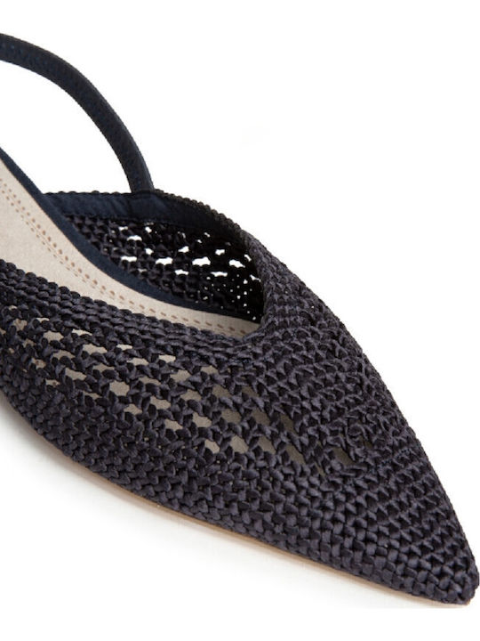 Damen Ballerinas mit Riemen in Blau Farbe