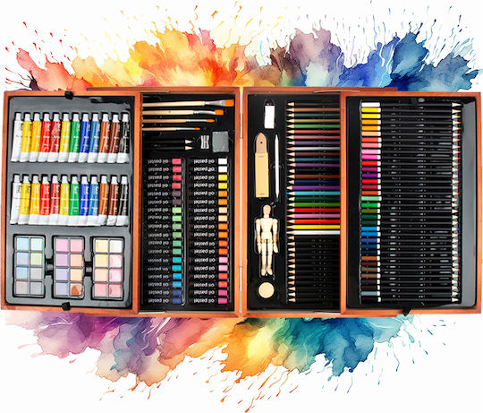 Bakaji Painting Set Wooden 185pcs
