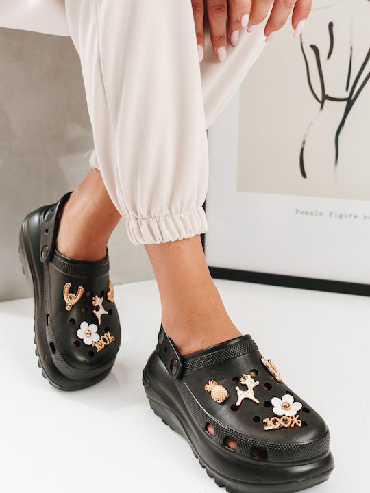 Schwarze Clogs mit doppellagiger Profilsohle