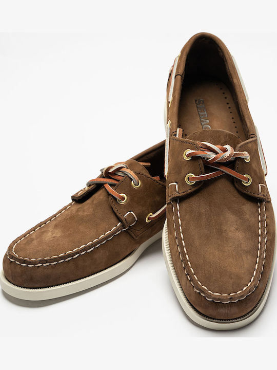 Portland Ανδρικά Boat Shoes σε Καφέ Χρώμα