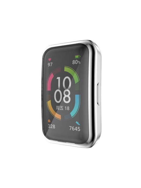 Huawei Silicone Case in Silver color for Huawei Band 6, 6 Pro, Honor Band 6.
