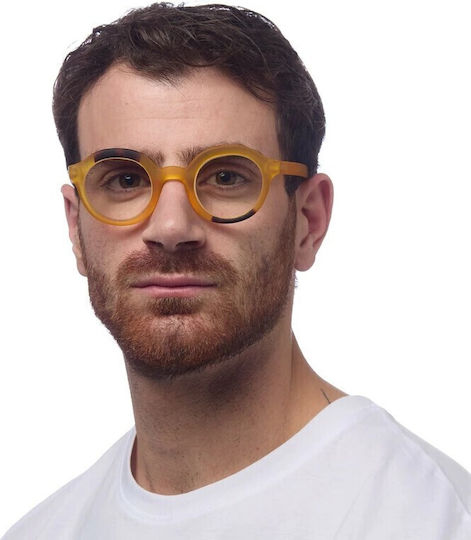 Okkia Lauro Round Reading Glasses +1.50 in Yellow Color
