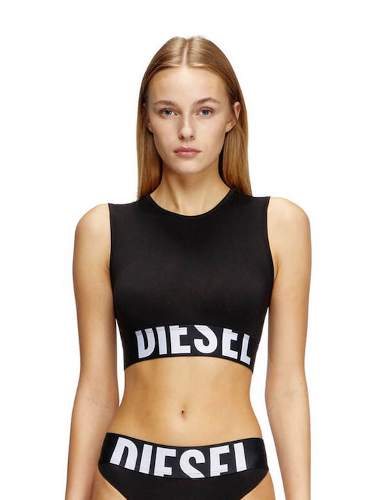 Γυναικείο Crop Top Βαμβακερό Αμάνικο Μαύρο
