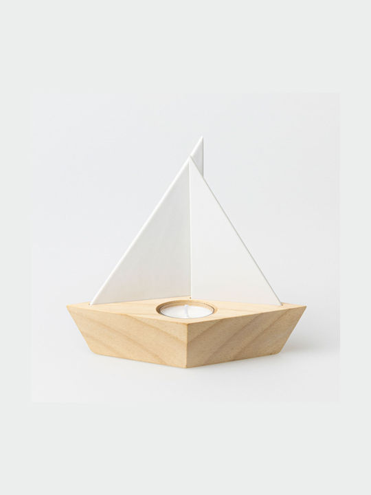 Raeder Candle Holder suitable for Tealights Wooden in Beige Color 16.5x15x15cm 1pcs