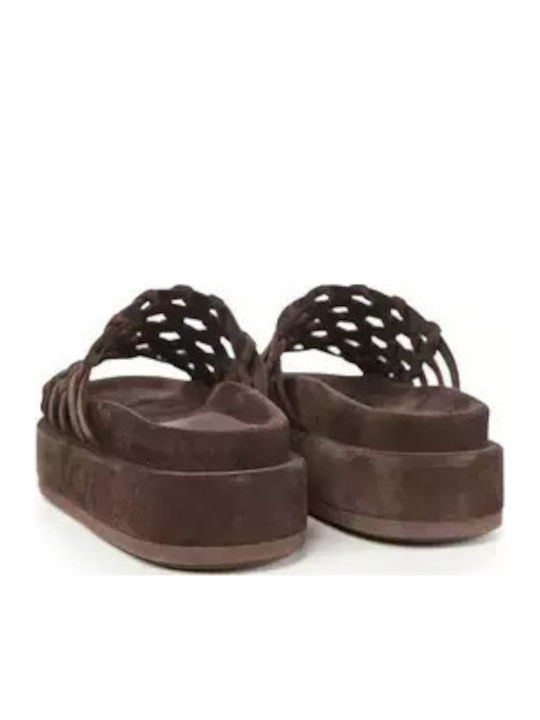 Flache Sandalen für Damen Flatforms in Braun Farbe