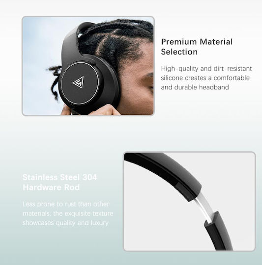 Doqaus Design 1 Ασύρματα / Ενσύρματα Over Ear Ακουστικά με 52 ώρες Λειτουργίας Μαύρο / Καφέ