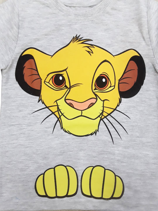 Disney Παιδική Πιτζάμα Καλοκαιρινή Grey Lion King Disney Παιδική Πιτζάμα Καλοκαιρινή Grey Lion King