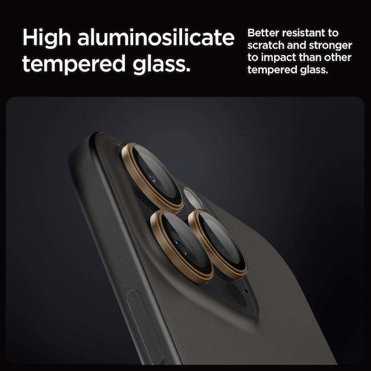 Spigen Optik Pro EZ Fit Camera Protector Tempered Glass Gold for iPhone 16 Pro / Pro Max / 17 Pro / Pro Max