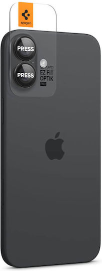 Spigen Optik Pro EZ Fit Camera Protection Tempered Glass Black for the Apple iPhone 16, iPhone 16 Plus