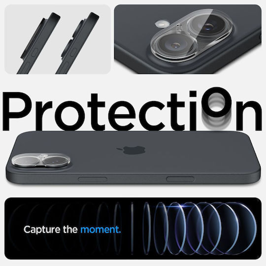 Spigen Glass tR Optik Προστασία Κάμερας Tempered Glass Διάφανο για το Apple iPhone 16, iPhone 16 Plus