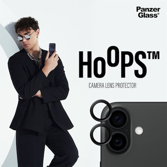 PanzerGlass Hoops Προστασία Κάμερας Tempered Glass Μαύρο για το iPhone 16, iPhone 16 Plus