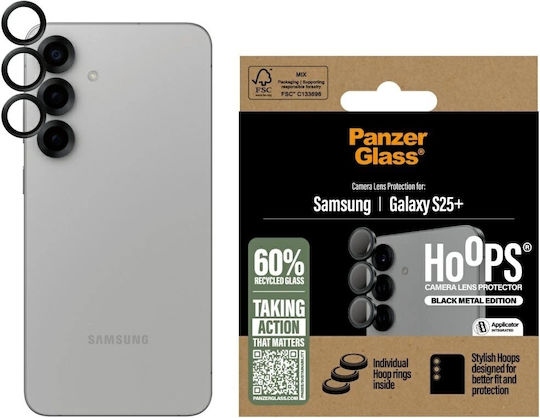 PanzerGlass Hoops Kameraschutz Gehärtetes Glas Black für das Samsung Galaxy S25+ PGRHOBLG37942