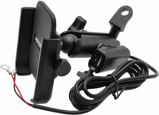 Motowolf Mount Phone Motorcycle with Adjustable Arm 3.5-6.5" for Mirror with USB Charging Port