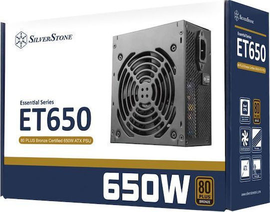 Silverstone Essential ET650-B v1.4 650W Black Computer Power Supply Full Wired 80 Plus Bronze