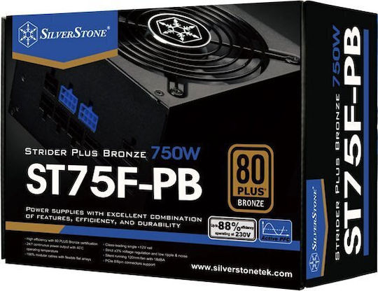 Silverstone Strider Plus Series 750W Μαύρο Τροφοδοτικό Υπολογιστή Full Modular 80 Plus Bronze