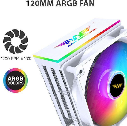 Armaggeddon Blizzard 3 CPU Cooler For Socket AM4/AM5/1200/115x/1700 With ARGB Lighting White