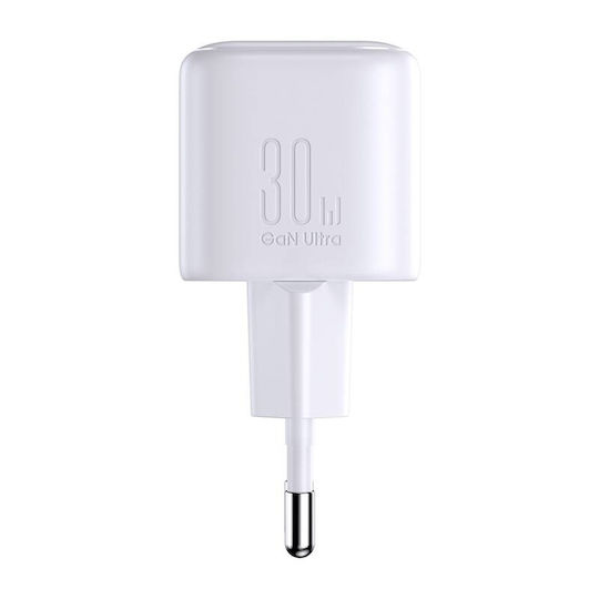 Joyroom Зарядно Устройство Без Кабел GaN с USB-C Изходен Порт 30W Power Delivery / Quick Charge 3.0 Бял (JR-TCG15)