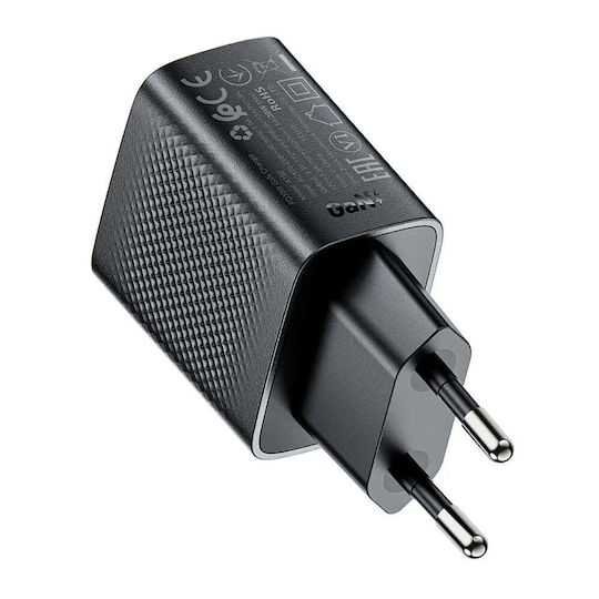 Acefast Φορτιστής Χωρίς Καλώδιο GaN με Θύρα USB-C 30W Power Delivery Μαύρος (A102)