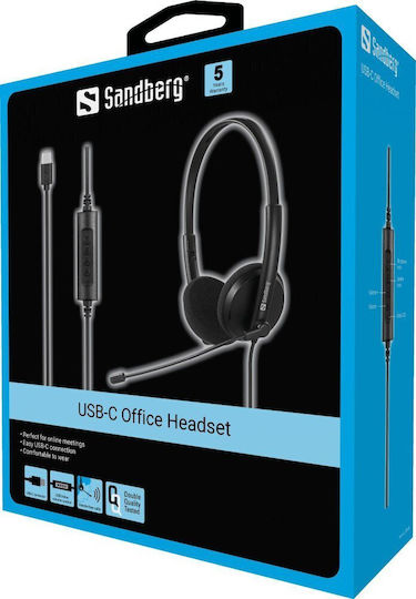 Sandberg Office On Ear Căști Multimedia cu microfon și conexiune USB-C