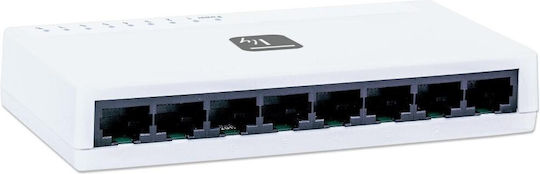 Techly 8 Ports 10/100 Mbps Unmanaged L2 Switch with 8 Ethernet Ports and 8 SFP Ports