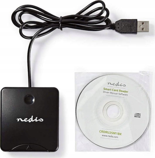 Nedis Smart Card Reader Crdru2sm1bk Smart Card Id-1 Eid Standard Biometric Chips Usb 2.0 Black