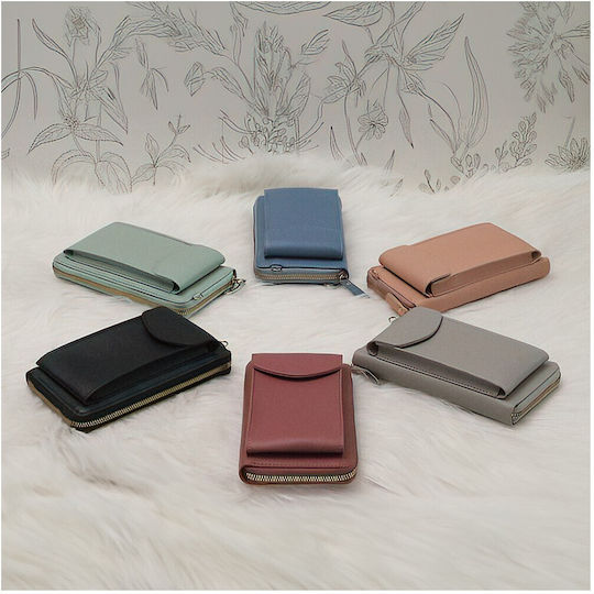 TelForceOne Crossbody Leather Wallet Book Case / Pouch Ροζ 46162