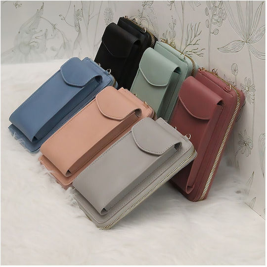 TelForceOne Crossbody Leather Wallet Book Case / Pouch Ροζ 46162