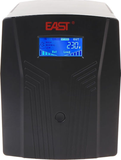 East AT-UPS1200BK-LCD UPS Line-Interactive 1200VA 720W με 3 Schuko Πρίζες
