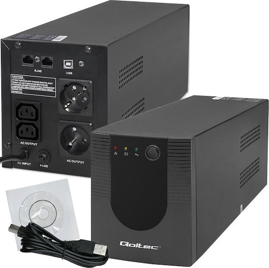Qoltec FR UPS Line-Interactive 2000VA 1200W με 4 Πρίζες