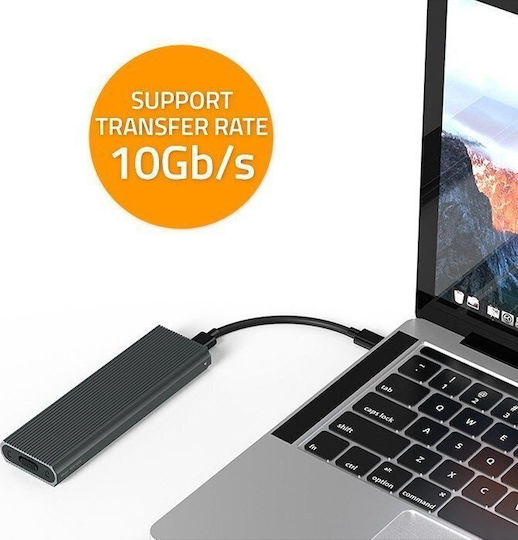 Qoltec Hard Drive Case M.2 SATA III NVME with connection USB 3.1 in Gray color