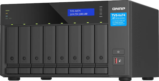 QNap NAS Turm mit 2 Steckplätzen für M.2/SSD und 2 Ethernet-Anschlüsse (TVS-H874T-I9-64G)