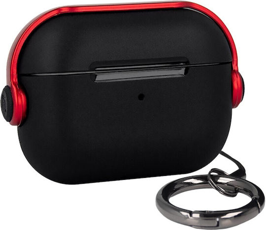 TelForceOne Headset Θήκη Σιλικόνης με Γάντζο σε Κόκκινο χρώμα για Apple AirPods 1 / AirPods 2