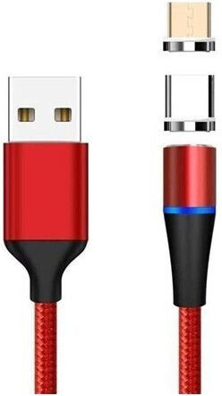 PremiumCord Плетена USB към Type-C / micro USB Кабел Червен 1м (ku2m1fgr)