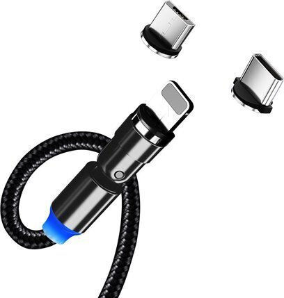 Colorway 3-in-1 Charging Cable Lightning+microusb+usb-c Magnetic 2.4a Nylon Magnetic Rotation 540° 1m