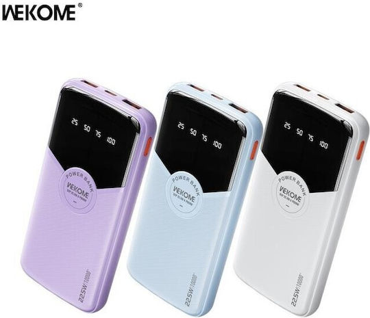 WK WP-43 Power Bank 10000mAh 22.5W with 2 USB-A Output Ports and USB-C Output Port Power Delivery / Quick Charge Blue