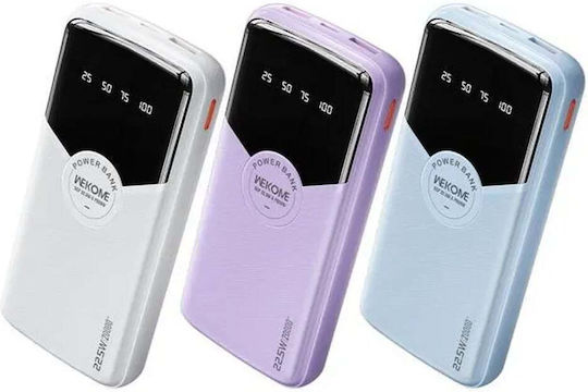 WK WP-43 Power Bank 20000mAh 22.5W με 2 Θύρες USB-A και Θύρα USB-C Power Delivery / Quick Charge 2.0 Λευκό