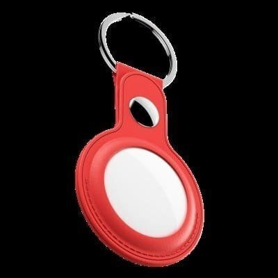 KeyBudz Keyring Калъф за ключодържател Кожа за AirTag в Червен цвят